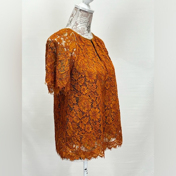 J. CREW Ochre lace flutter sleeve top size XS. - Picture 7 of 13